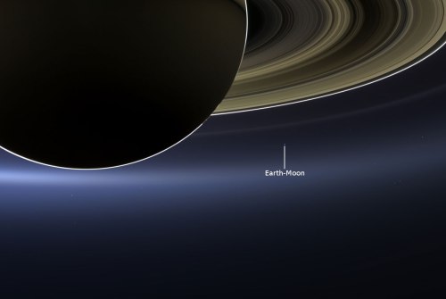 The Earth as seen from Saturn.  Can you tell there might be life there from this picture?