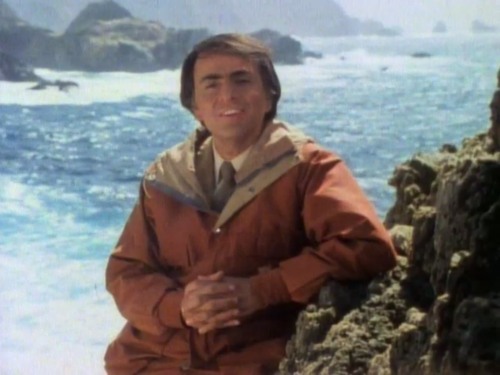 Carl Sagan, on the Pacific Coast, where the Cosmos journey began.