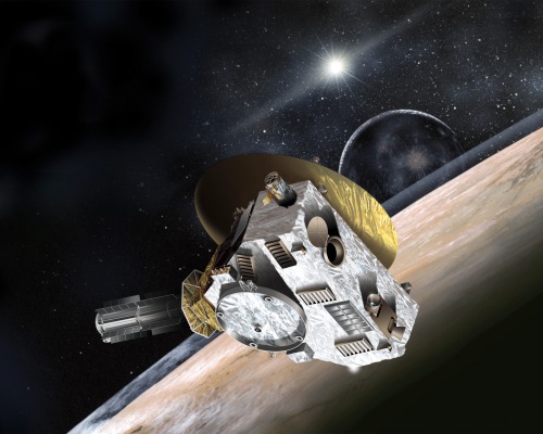 New Horizons will fly past Pluto in July of 2015. This is the first spacecraft ever to visit Pluto and will return the first, up-close pictures of this far away world. [Image: NASA/JHU-APL]
