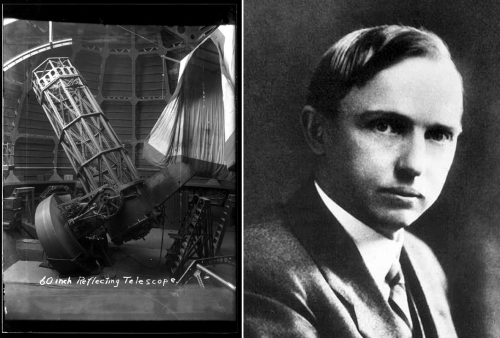 (L) The 60-inch Telescope at Mount Wilson. (R) A young Harlow Shapley. [Images: Mt. Wilson Observatory]